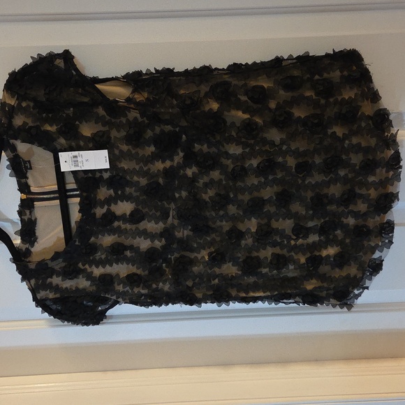 Ann Taylor Tops - Ann Taylor Elegant Black Floral Lined Top Small